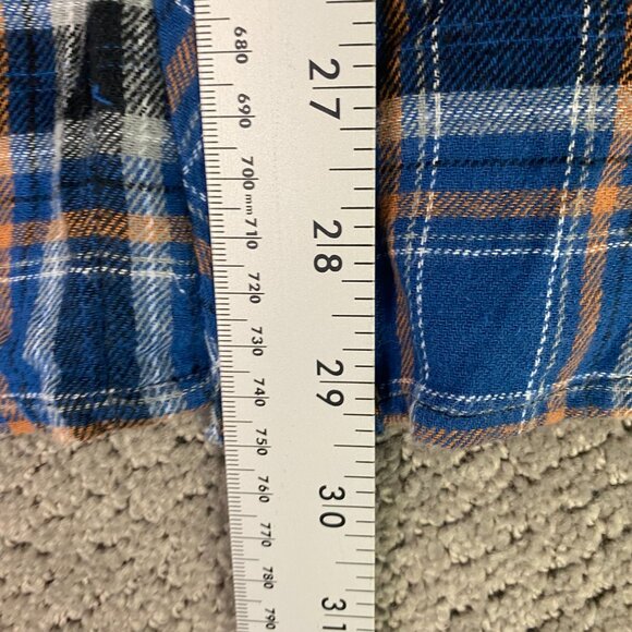 Wrangler Flannel Pearl Snap Shirt Men's XL Fits Large Blue Black Plaid Western - Picture 7 of 11